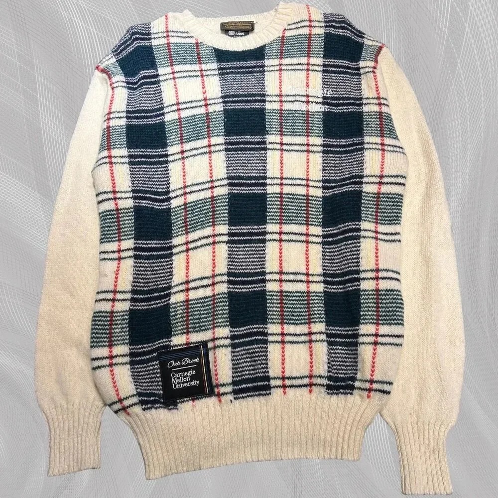 Oak Brook x Carnegie Mellon University Upcycled Tartan Plaid Sweater Size XL